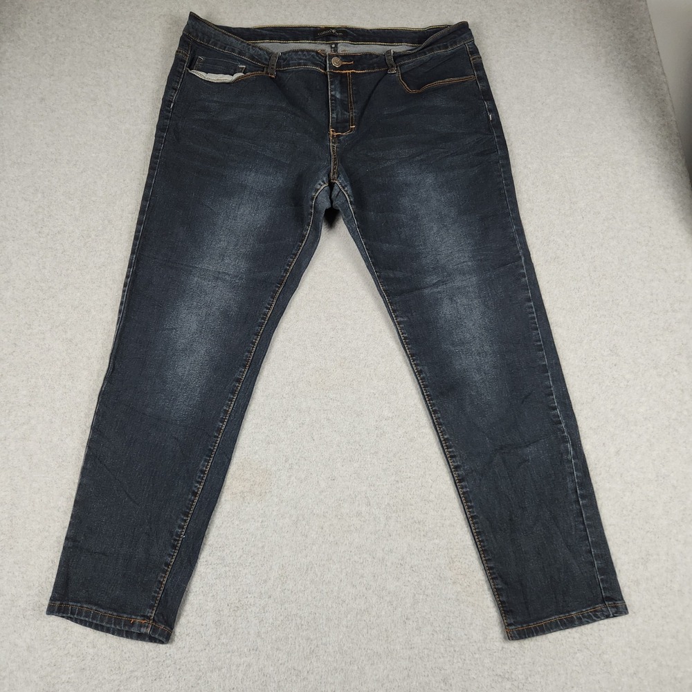 Cotton Farm Jeans Womens 18 Blue Denim Whiskering Stretch Streetwear Grunge